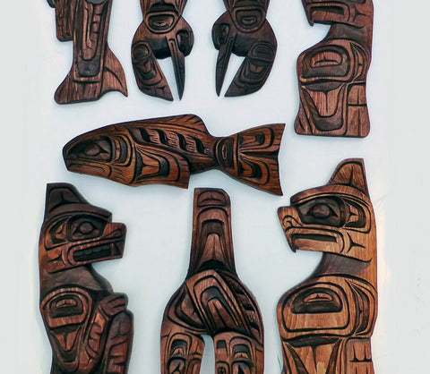 First Nations Native Carvings Collection (Raven, Bear, Salmon, Eagle, Orca, Hummingbird & Killer Whale)