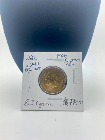 1906  gold Mexican 10 Peso Coin at Nicol Street Pawnbrokers