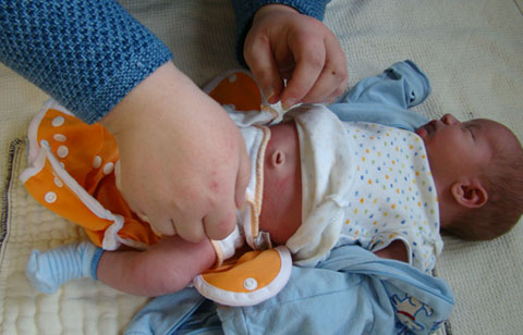 workhorse diaper on newborn baby