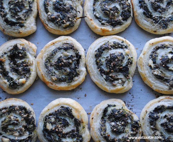 Creamy Spinach & Zaatar Pinwheels - out of the oven and ready to serve