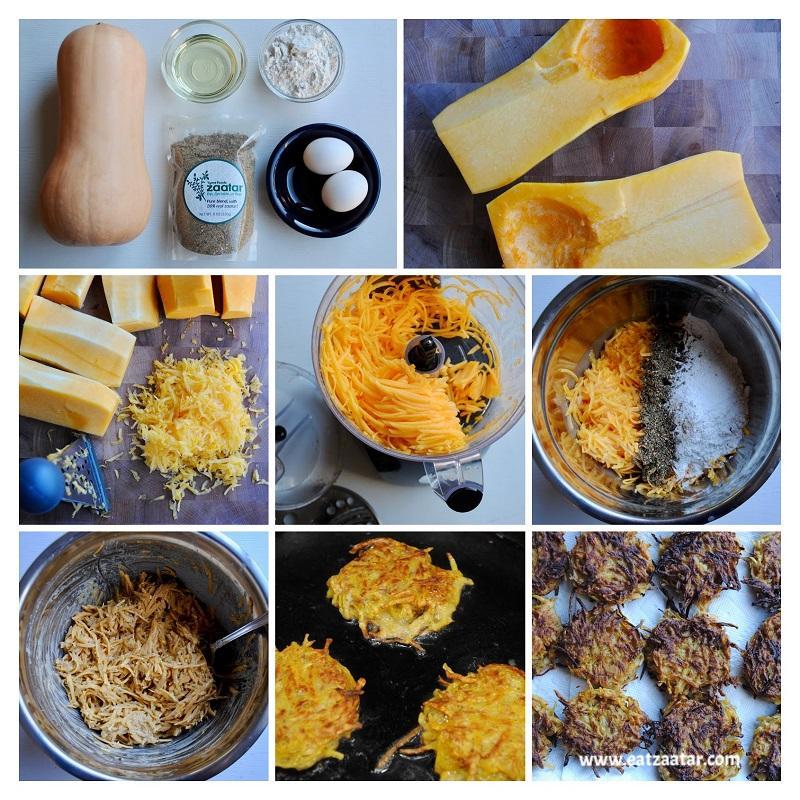 Zaatar Butternut Squash Fritters- COLLAGE step one to step ten