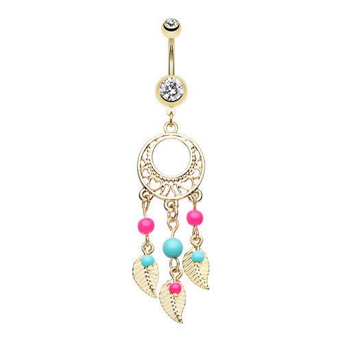 Gold Plated Dream Catcher Belly Button Ring The Belly Ring Shop