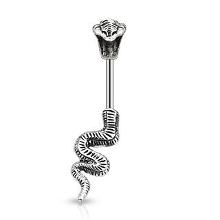 Sieraden Lichaamssieraden Buikringen 14G Shiny Zircon Snake Belly Button Ring Serpent Button Jewelry Silver Snake Belly Ring Python Navel Ring for Belly Button Piercing 