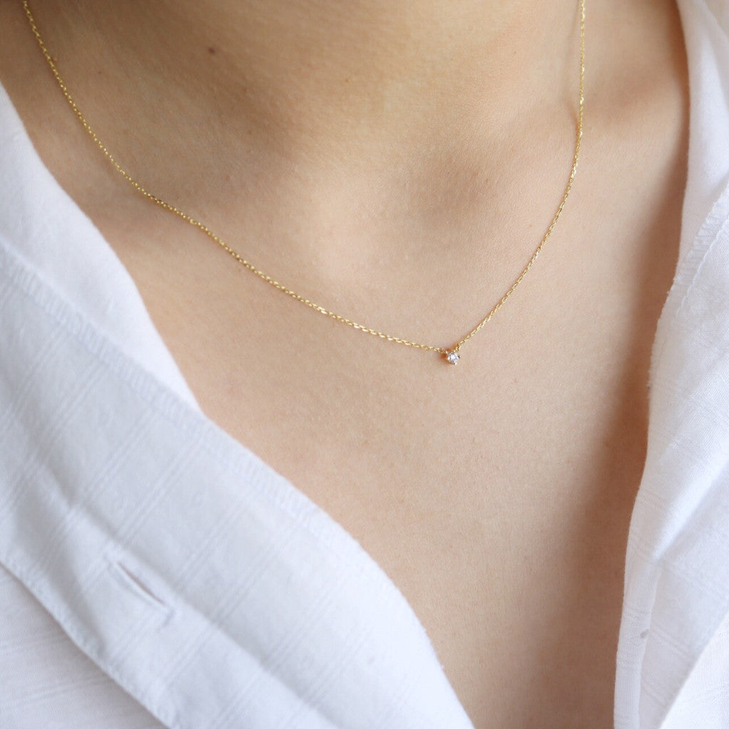 Petite Crystal Necklace - Sterling Silver