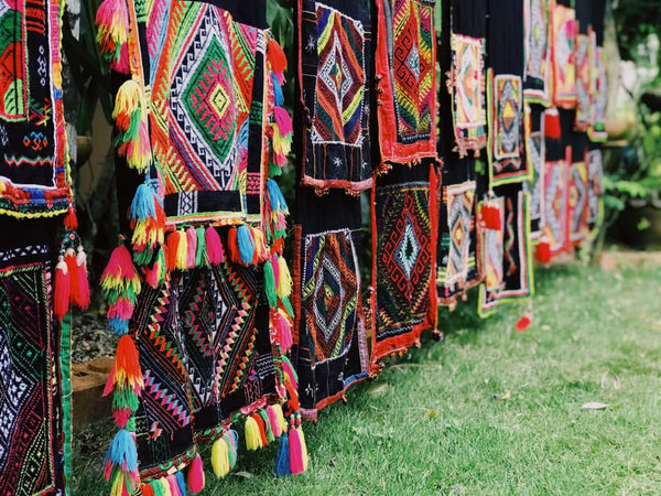 Collection of hill tribe fabric designs - Thailand.
