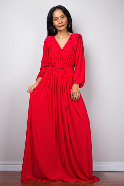 long maxi red dress