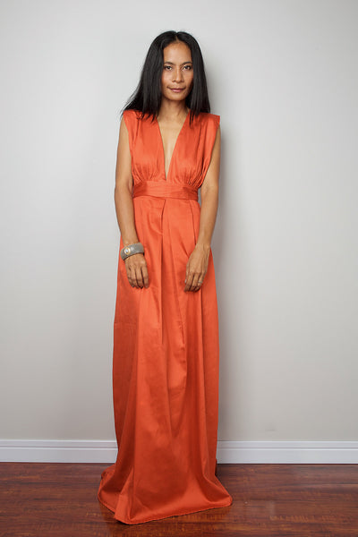 long orange maxi dress