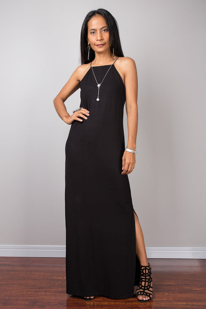 halter black dress