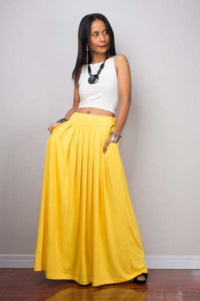 yellow long skirt with top