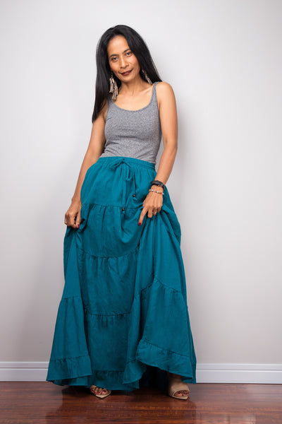 teal maxi skirt