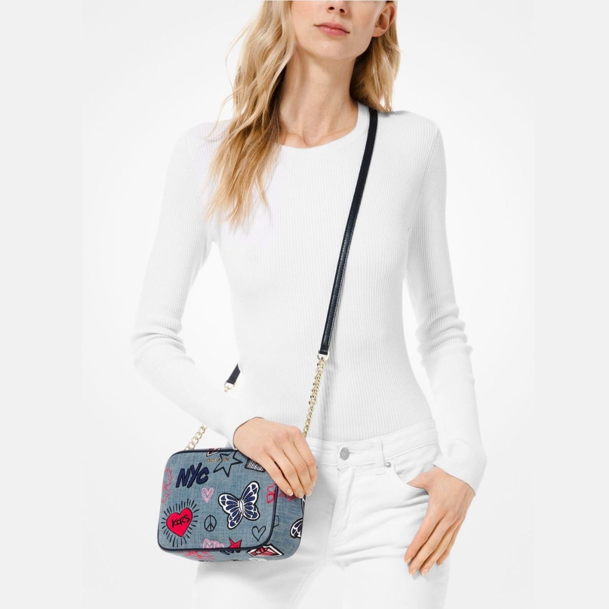 michael kors denim crossbody bag