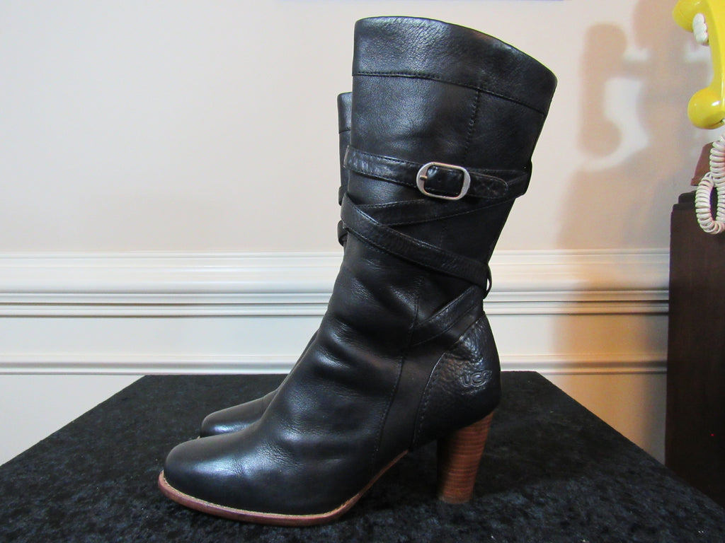 black leather boots size 10