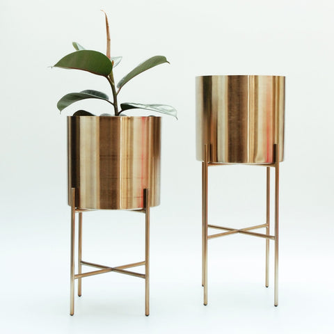Metal and Wood Plant Stand