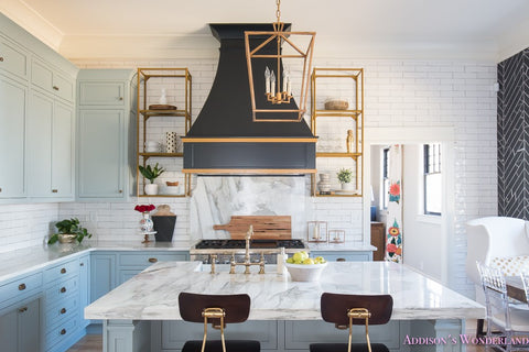 Brass Shelves in Kitchen 