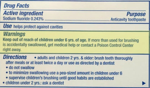 Harmful Effects of Fluoride as shown on toothpaste box