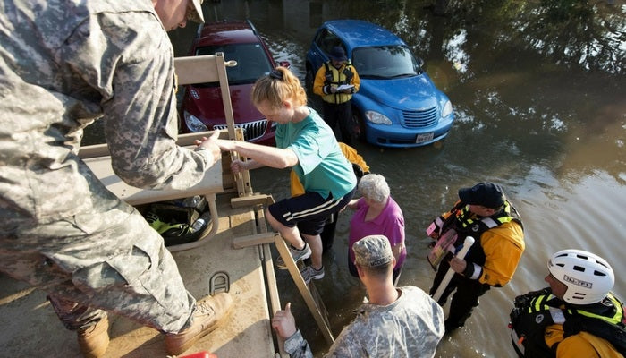 Army National Guard assist evacuees of Hurricane Harvey