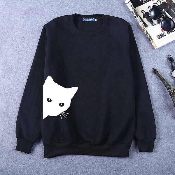 cat looking sweatshirt