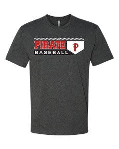 Pirate Baseball Homeplate Next Level 6210 Charcoal Tee