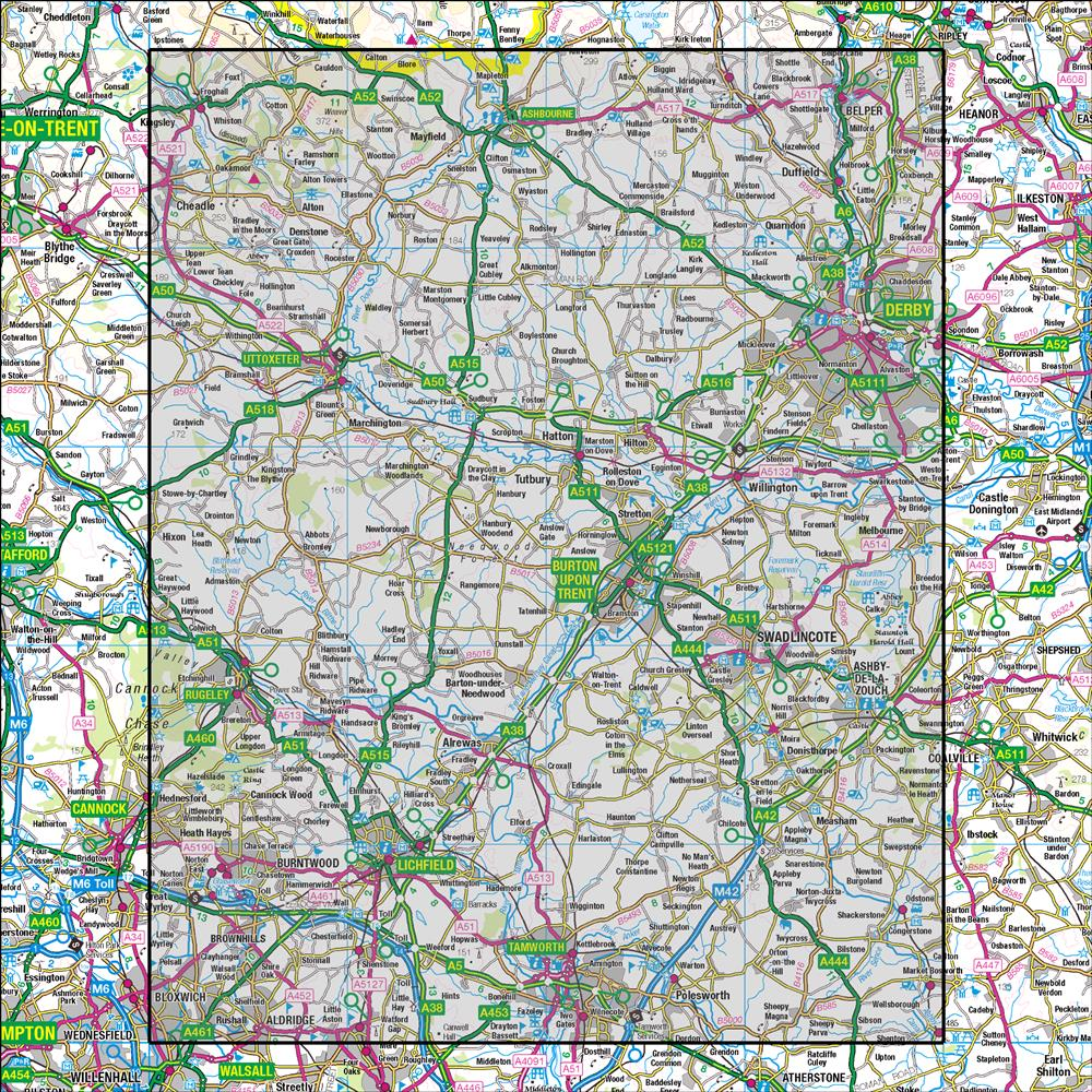 128 Derby Burton Upon Trent Os 1 50 000 Landranger Anquet Maps