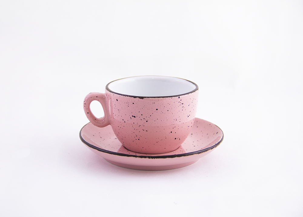 Cappuccino cup 6 oz pink demitasse shape - Iris Dots Collection