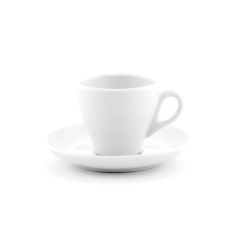 White espresso cup 2.8 oz Inker with saucer in tulip shape