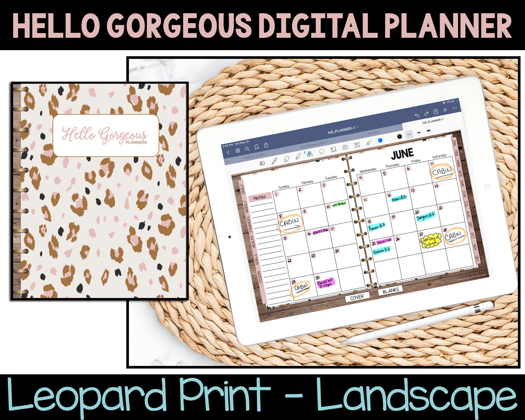 Hello Gorgeous Animal Print Digital Planner - Leopard Print - Undated –  Scrappin Doodles