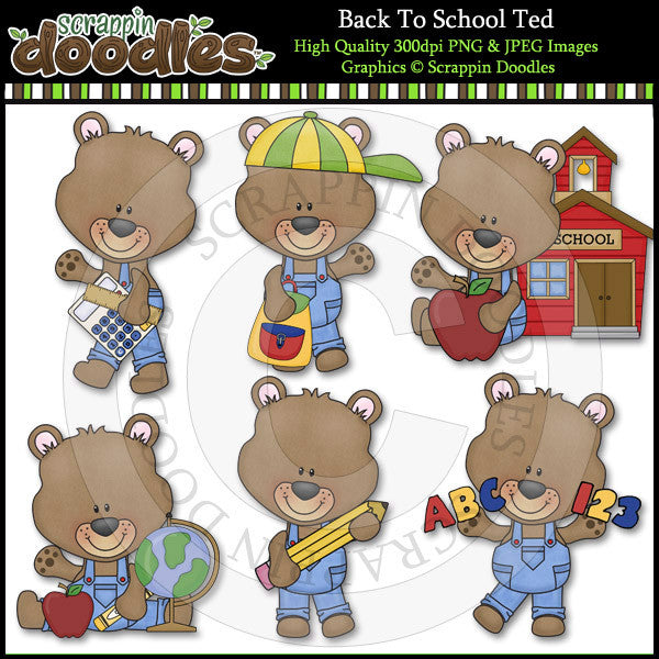 cute school bear clipart