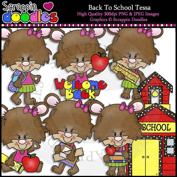 cute school bear clipart