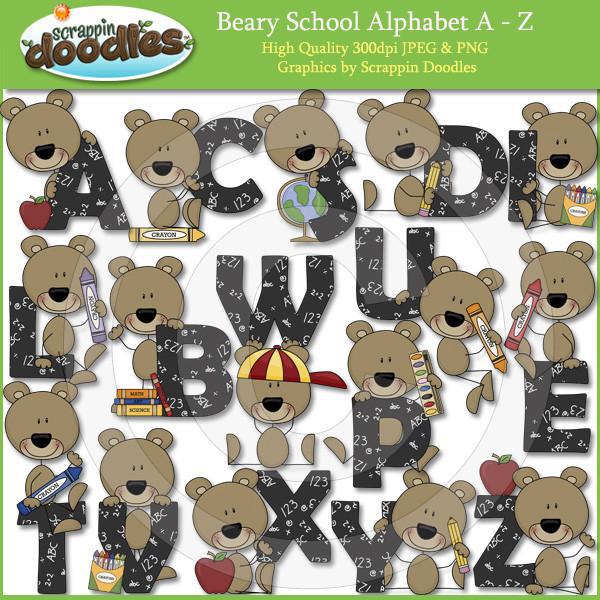 cute school bear clipart