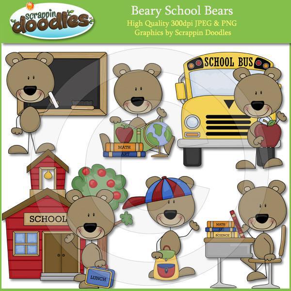 cute school bear clipart