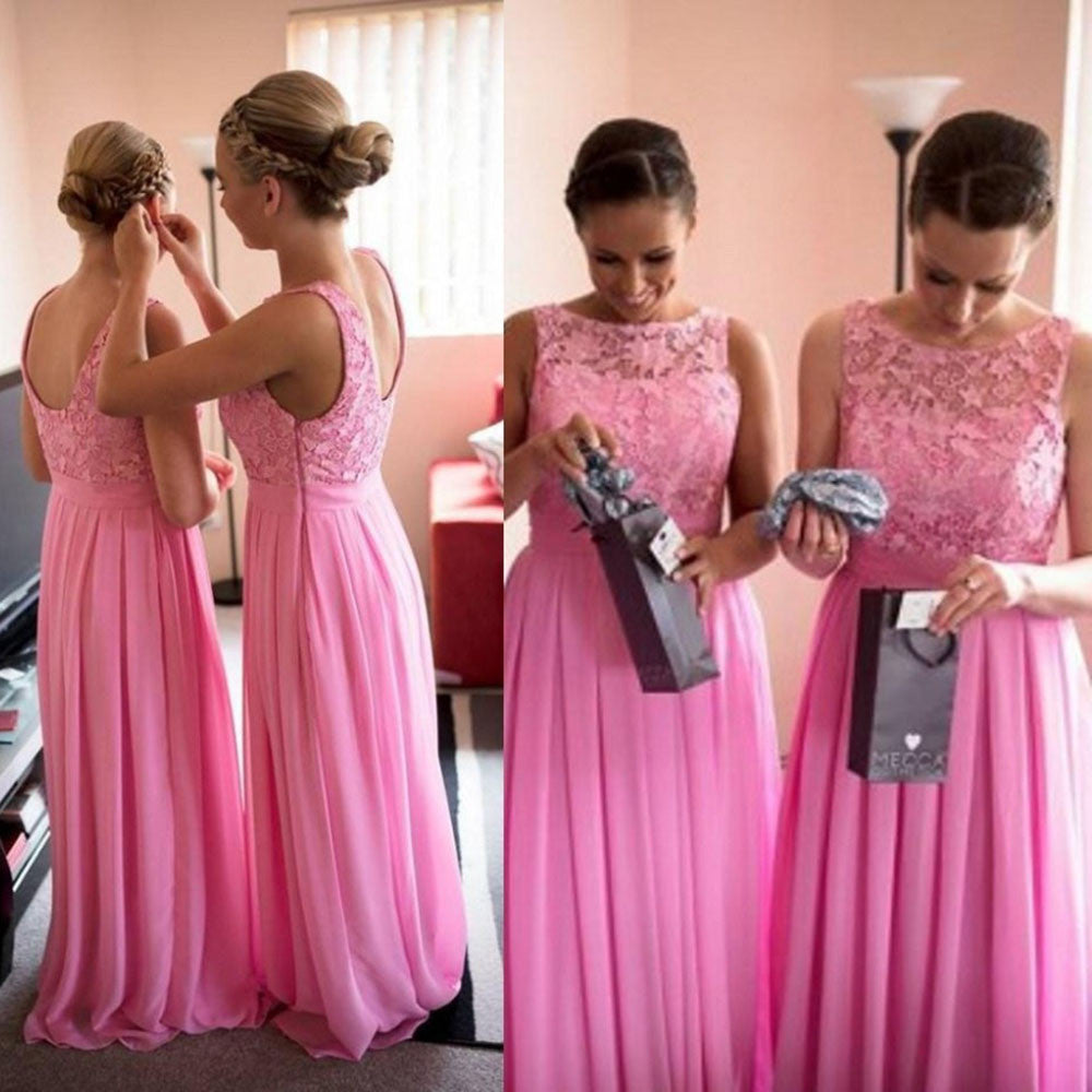 hot pink dresses for bridesmaid