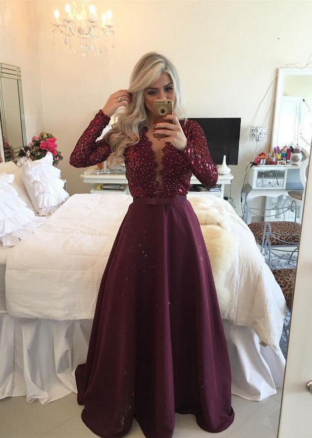 long sleeve purple bridesmaid dresses
