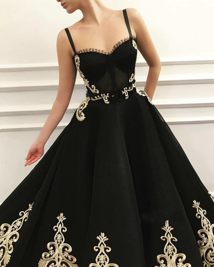 classic black prom dress