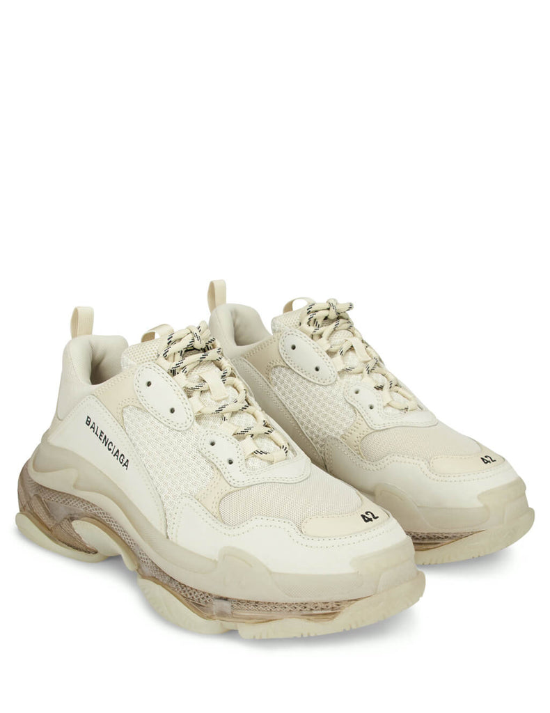 white triple s clear sole sneakers
