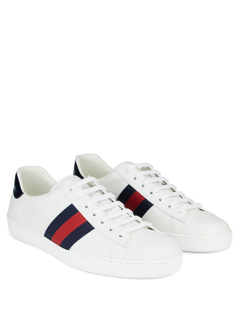 Gucci Men's White Ace Leather Sneakers 