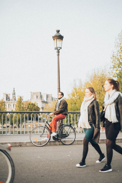 people walking and biking 