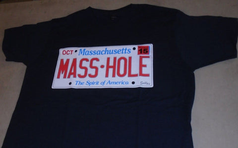 New England Boston Themed Masshole License Plate T Shirt Mens Small FREESHIP