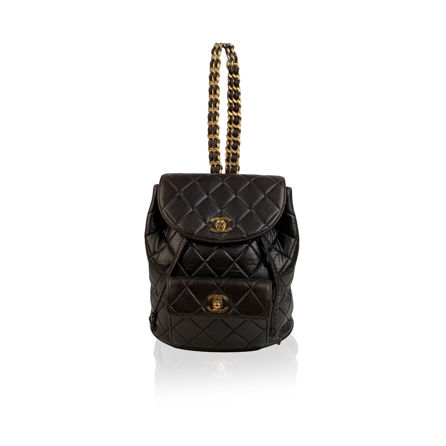 chanel black quilted backpack