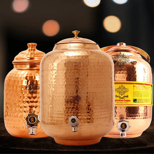 Copper Water Pots - Pure Copper Dispenser Online – IndianArtVilla