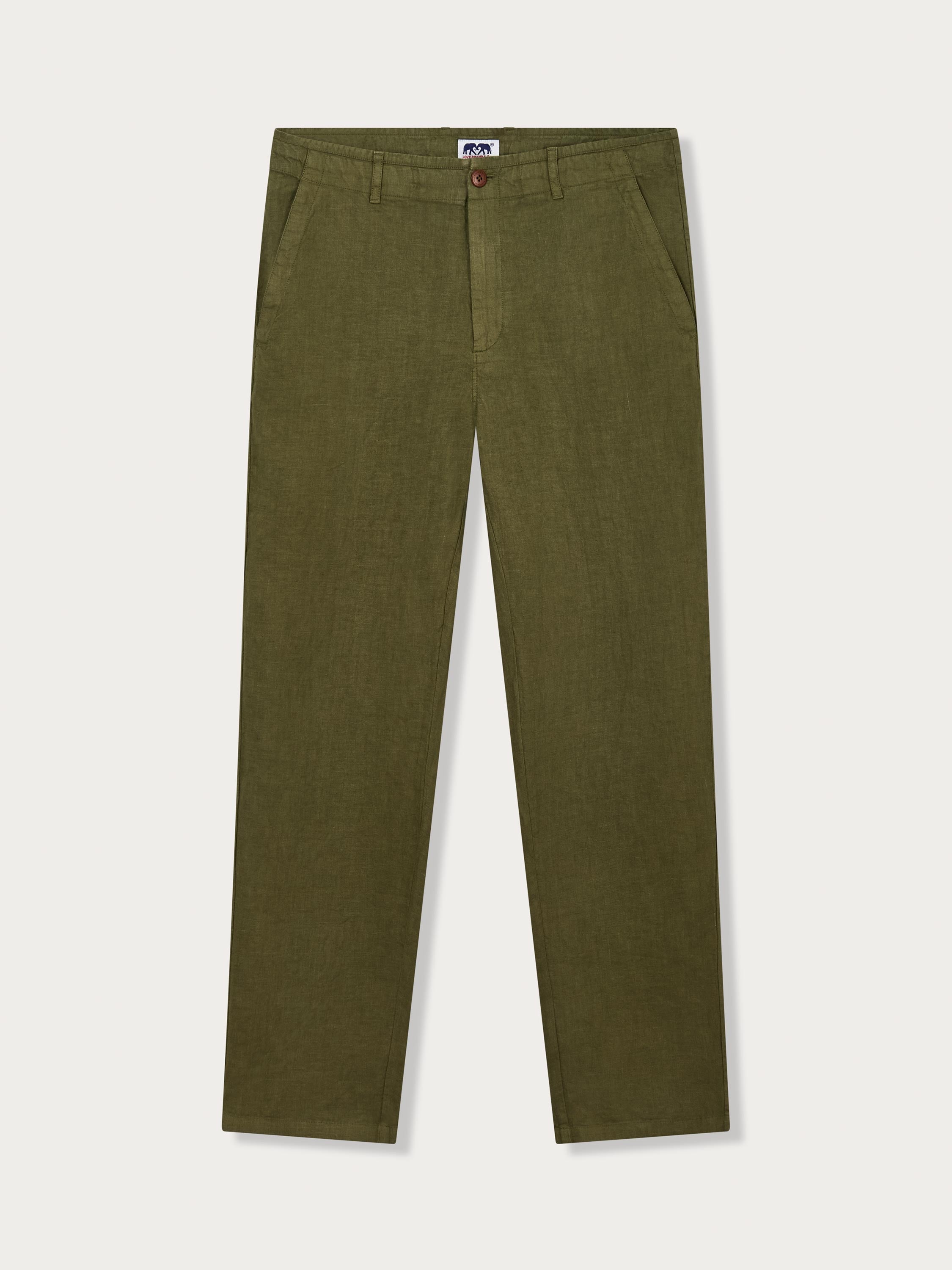 Men’s Olive Green Randall Linen Trousers