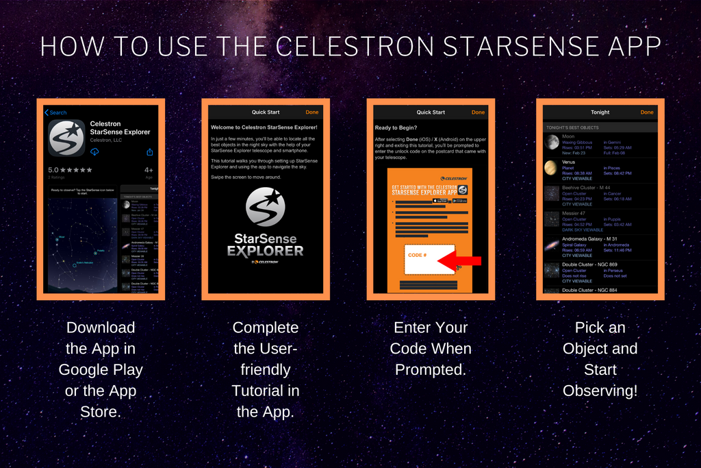 how to use the celestron starsense app
