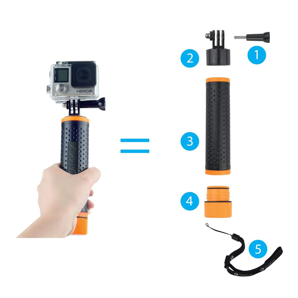 Handle Mount Accessories kit for AKASO Campark DJI OSMO Sports Action Camera Nechkitter Waterproof Floating Hand Grip 3 2 1 Pole Mount for Gopro Hero 7 6 5 Session 4 3 
