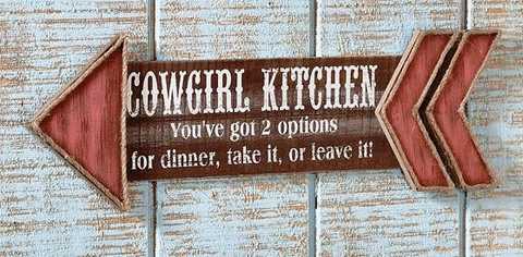 Wild West Living "COWGIRL KITCHEN" ARROW SIGN