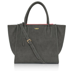 Demi Grey Vegan Shoulder Bag pic from the front with strap by Labante at ALIVE Boutique