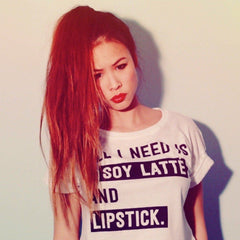 Vegan T-Shirt Asian girl All I Need Is Soy Latte at ALIVE Boutique