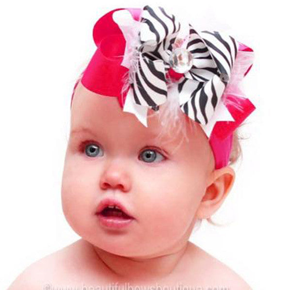 Buy Stella Shocking Pink Zebra Girls Hair Bow Clip Or Headband Online