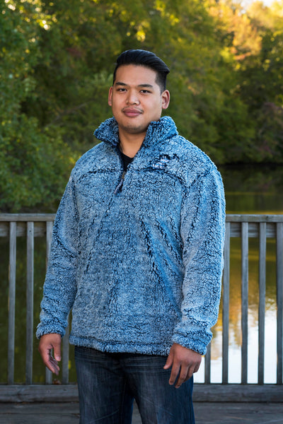 navy blue sherpa pullover