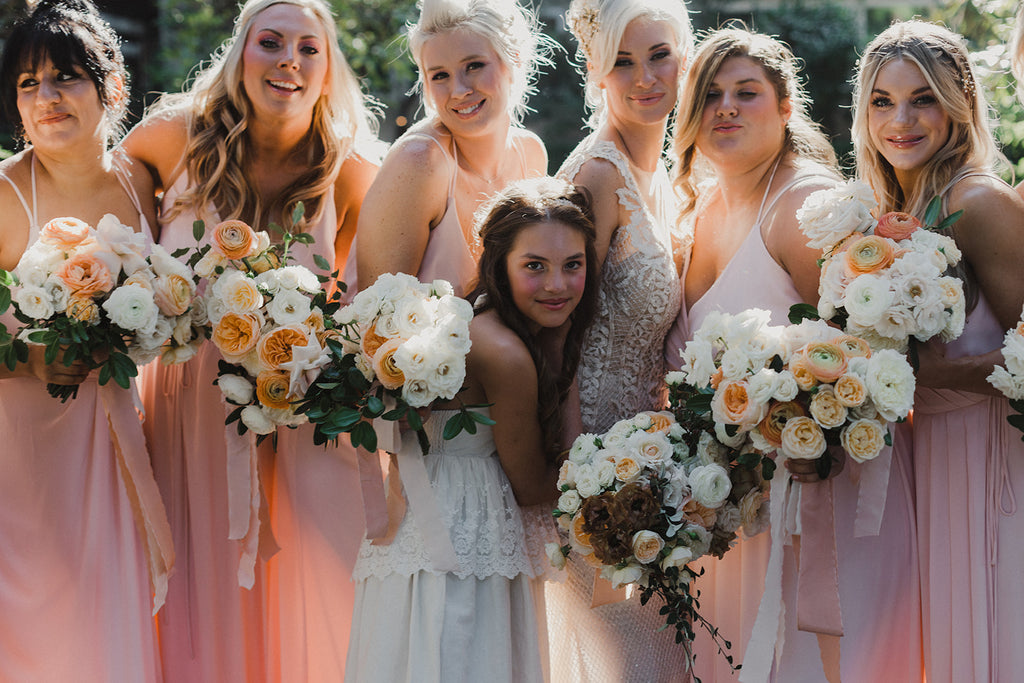 eclectic rustic wedding flower girl bridesmaids