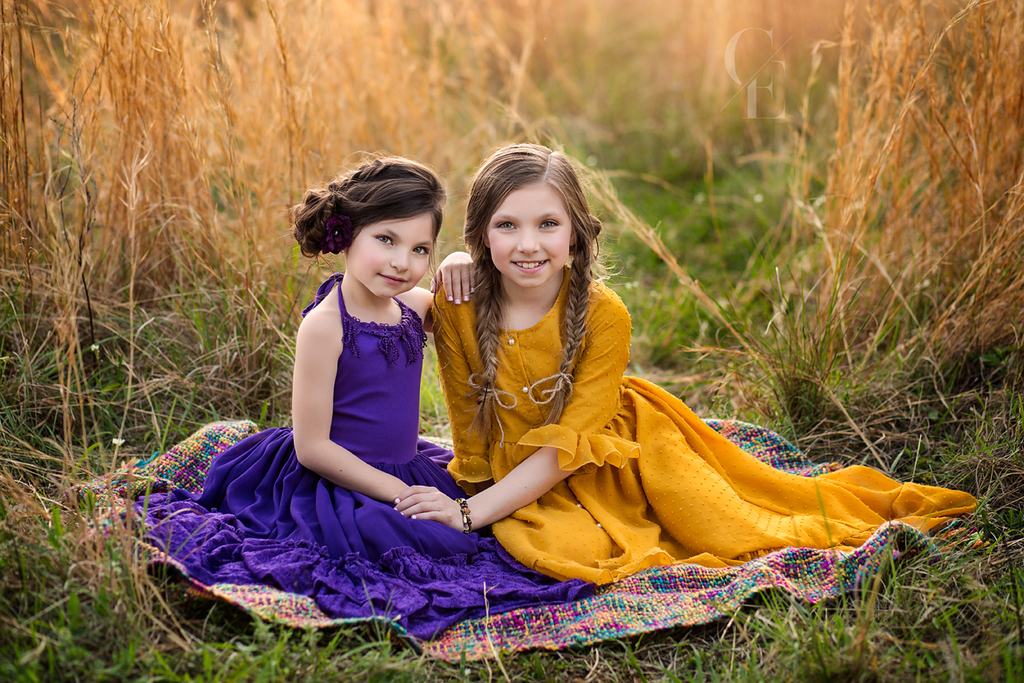 bohemian sister maxi dresses photoshoot inspiration - Belle & Kai