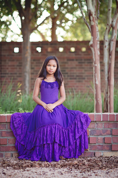 Willow Boho Lace Maxi Dress Purple